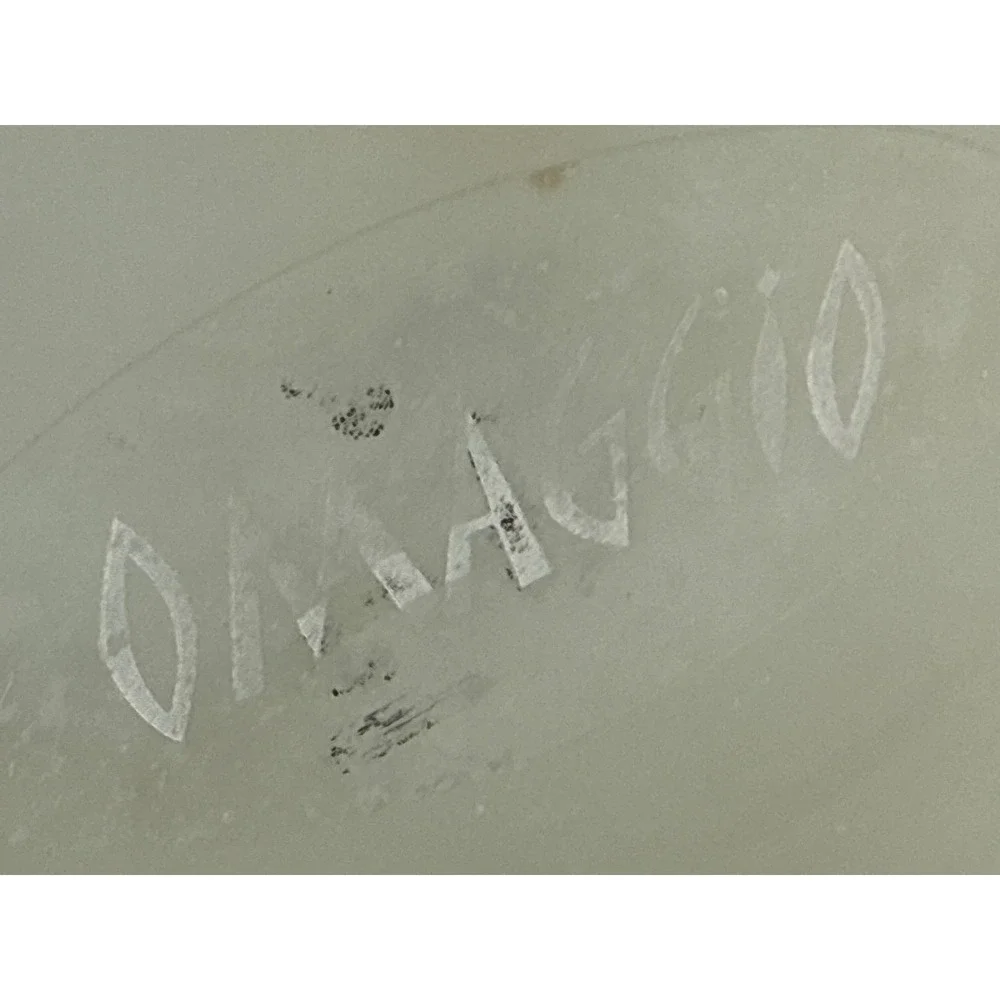Omaggio Vetro Italiano Hand Made Art Glass Vase Frosted Blue Amber Zipper‎ Top